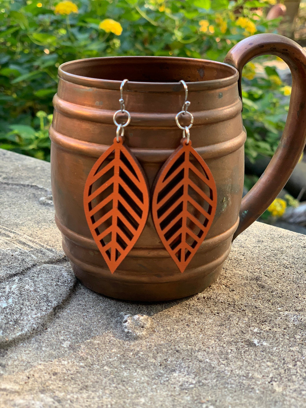 Wooden Leaf Earrings