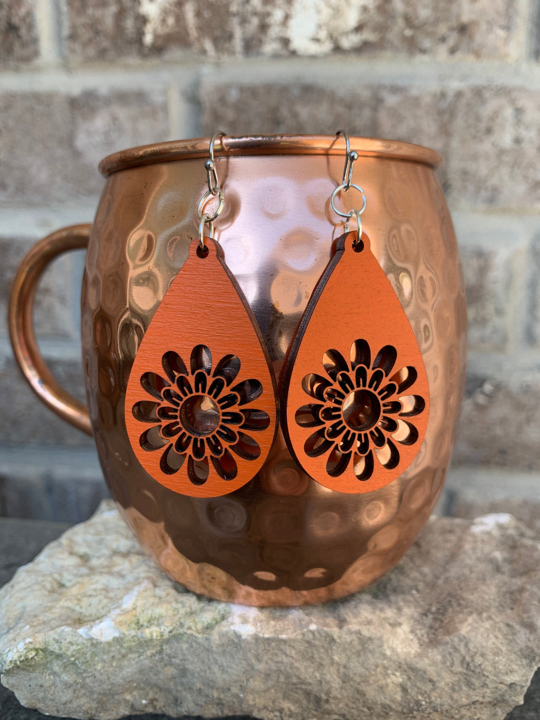 Wooden Flower Earrings