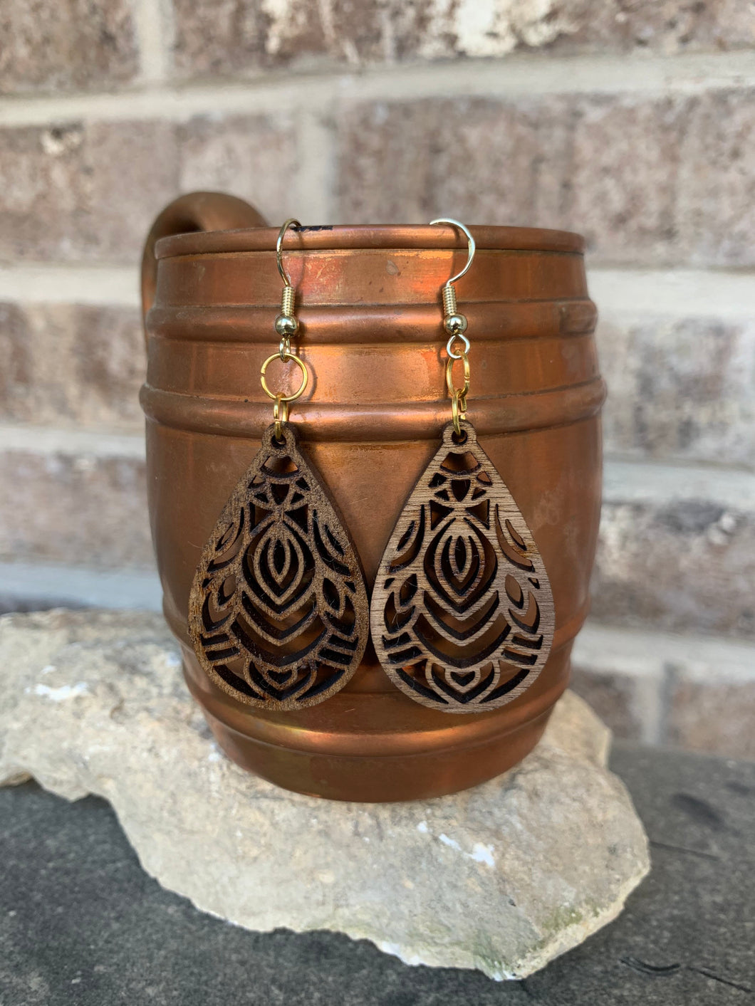 Mandala Walnut Earrings