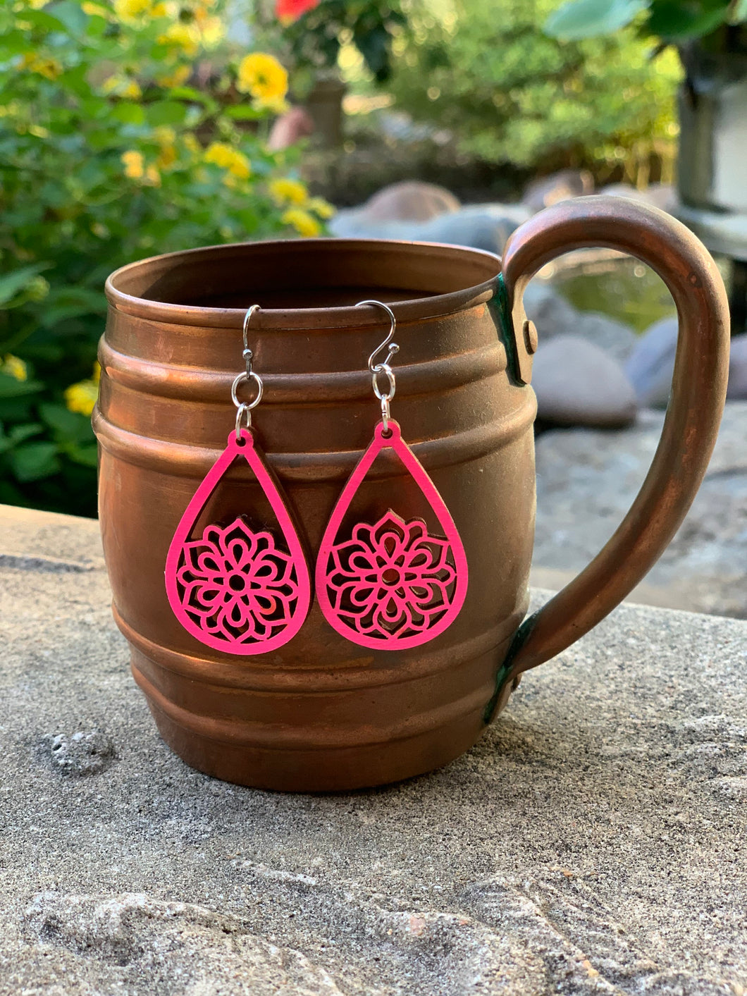 Wooden Flower Earrings