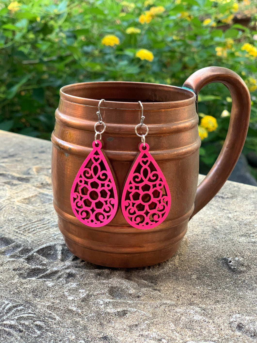 Wooden Flower Earrings